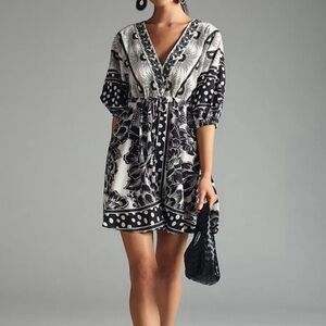 Anthropologie Farm Rio Puff Sleeve Dress